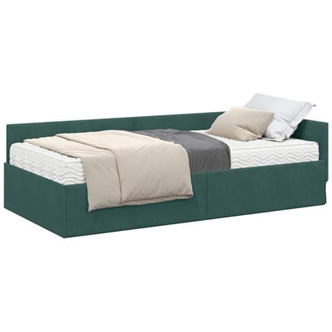 Struttura Letto Angolare con Materasso 2 pcs Verde Velluto - Foto 1