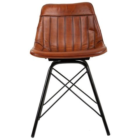 Sedia In Metallo E Pelle Marrone 46x49x78,5h - Foto 2