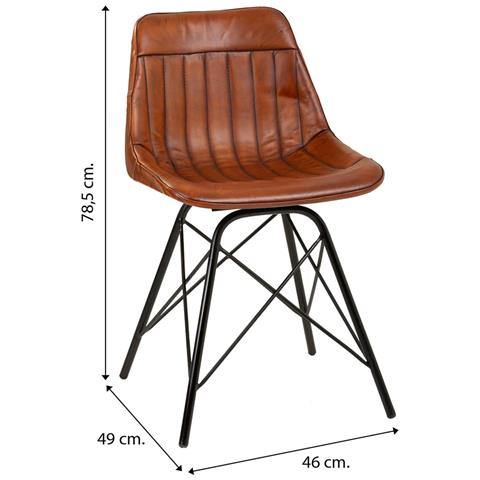 Sedia In Metallo E Pelle Marrone 46x49x78,5h - Foto 6