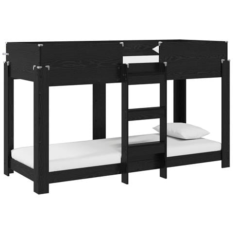 Letto a Castello per Bambini Rovere Nero 75 x 190 cm - Foto 1