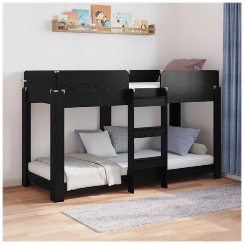 Letto a Castello per Bambini Rovere Nero 75 x 190 cm - Foto 2