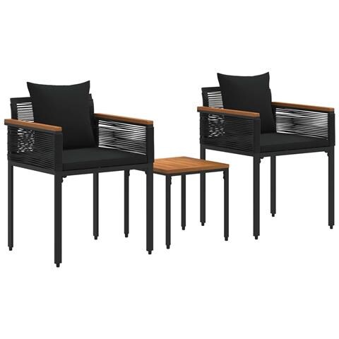 Set di Mobili da Esterno con cuscino 3 pcs Nero Rattan in PE - Foto 1