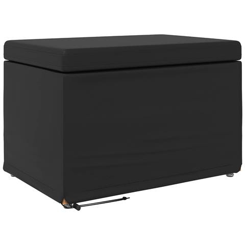Pouf Nero Pelle Sintetica e Legno Ingegnerizzato - Foto 1