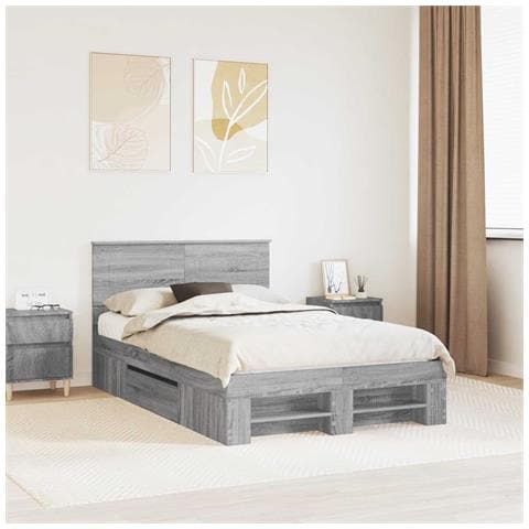 Struttura del letto con testiera Grigio Sonoma 120 x 200 cm - Foto 2