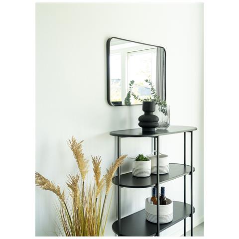 Libreria Vita Ovale A 4 Ripiani In Nero Con Struttura In Acciaio, 85×36×111 Cm - Foto 4