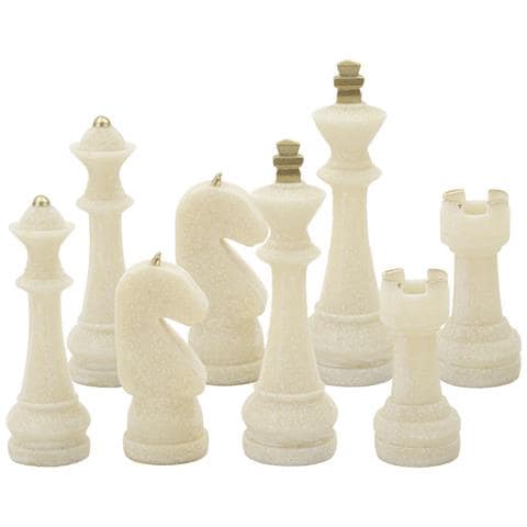 Set 8 Scacchi Decorativi Quarzy In Resina Bianco E Oro - Foto 1