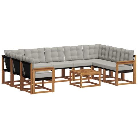 Set di divani da esterno 10 pcs Grigio Naturale e Chiaro - Foto 1