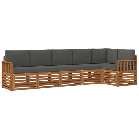 Set divani 6 pcs Naturale e Antracite Legno di Acacia Massello - Foto 1