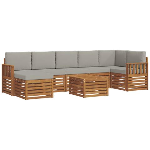 Set divani con cuscino 8 pcs Grigio Naturale e Chiaro - Foto 1
