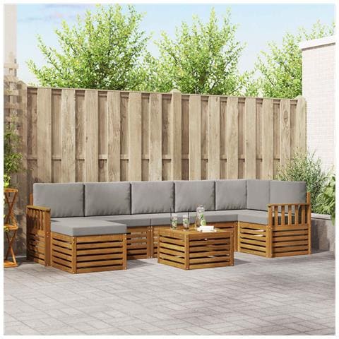 Set divani con cuscino 8 pcs Grigio Naturale e Chiaro - Foto 2