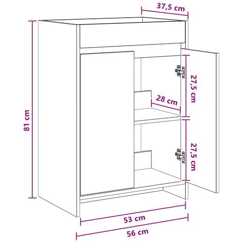 Mobiletto da Bagno Sotto Lavabo Legno antico 56 x 37,5 x 81 cm - Foto 7