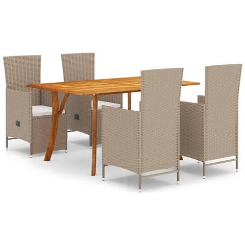 Set Mobili da Pranzo per Giardino 5 pz Beige - Foto 1