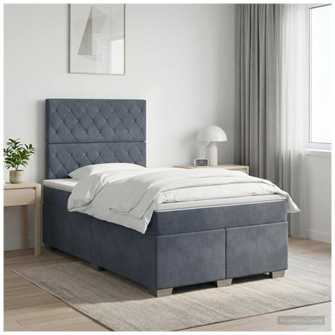 Letto box spring con materasso Grigio Scuro 120 x 200 cm - Foto 2