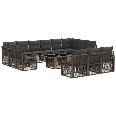 Set Divano da Giardino 14 pz Grigio e Grigio Scuro polyrattan - Foto 1