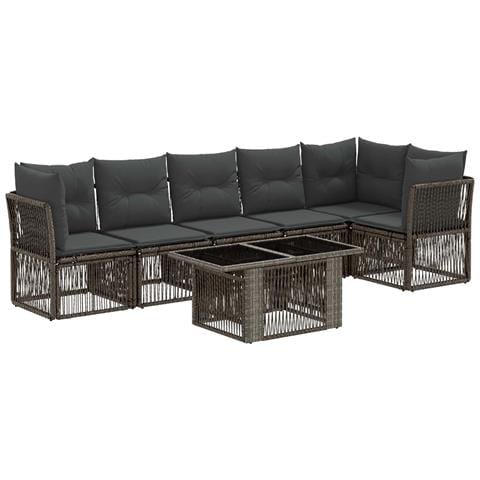 Set Divano da Giardino 7 pz Grigio polyrattan - Foto 1