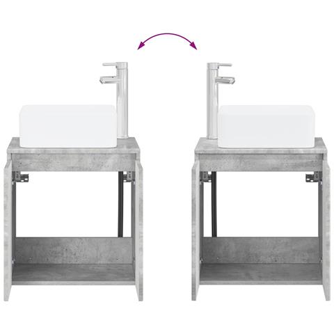 Set di mobili per il bagno 2 pz Grigio Cemento - Foto 10