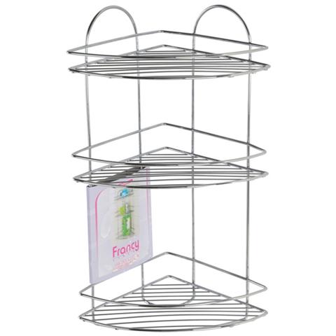 Mensola rettangolare 3 ripiani in acciaio cromato con gancio doccia - Foto 2