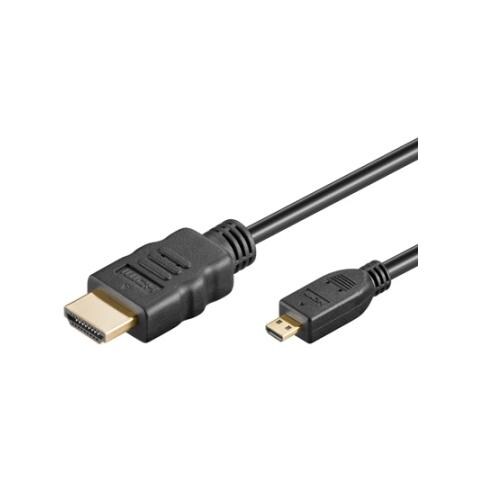 Cavo Hdmi High Speed With Ethernet Connettori Micro Hdmi "D" Maschio / Hdmi "A" Maschio Mt. 2 - Foto 1
