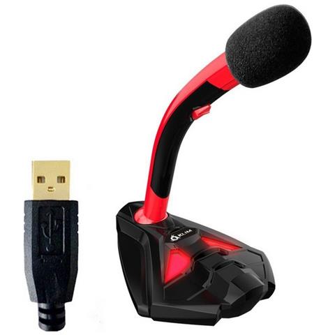 Microfono Desktop Usb Con Stand Per Computer Laptop Pc - Microfono Gaming Videogiochi Ps4 (rosso) - Foto 1