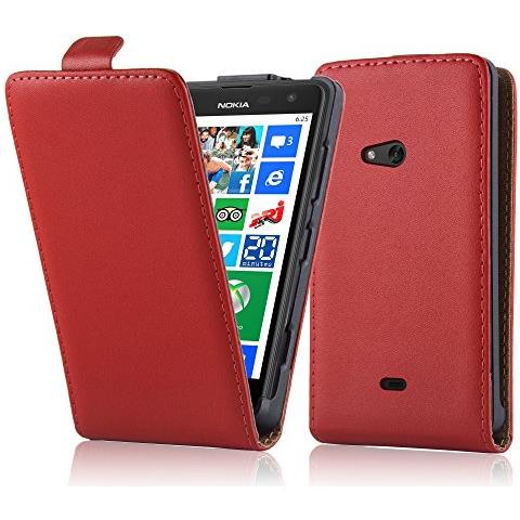 Custodia Compatibile Con Nokia Lumia 625 In Rosso Chili - Coperchio Protettivo In Design Flip Realizzato In Finta Pelle Liscia - Foto 1