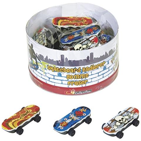 Fontana 1027320 gomme / gomme Skateboard Fun Collection, 6 x 2 cm, 3 diversi Motivi) - Foto 1