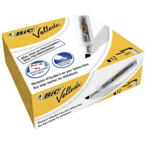 Marcatore Per Lavagne Bianche Velleda 1781 Punta A Scalpello 3,3-4,6 Mm Nero - 9402981 (conf. 12)  - Foto 1