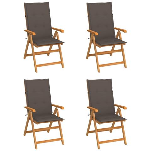 Sedie da Giardino 4 pz con Cuscini Talpa in Massello di Teak - Foto 1