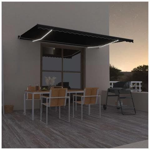 Tenda da Sole Retrattile Manuale con LED 500x350 cm Antracite - Foto 2