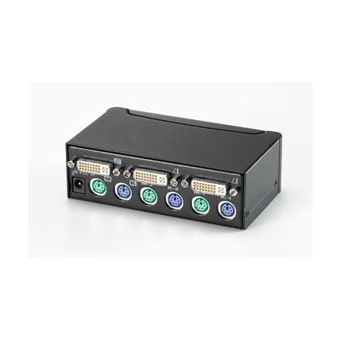 KVM-DVI-Switch 1 User - 2 PCs, PS / 2, PS / 2, Nero, Cablato, 124 x 70 x 40 mm - Foto 1