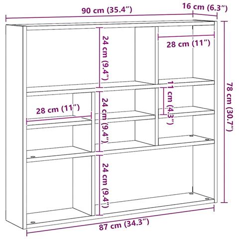 Mensola A Muro Rovere Marrone 90x16x78 Cm In Legno Multistrato - Foto 2