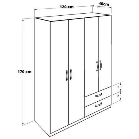 Armadio Tpgr422023 Bianco 4 Ante E 2 Cassetti 120x170x40 - Foto 1