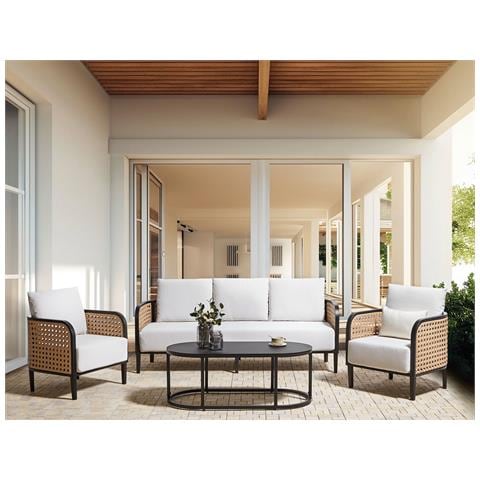 Set Da Giardino 5 Posti Alluminio Bianco Sporco Montefalco - Foto 1