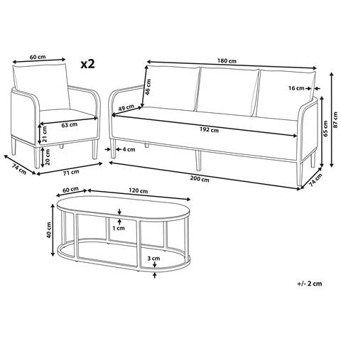 Set Da Giardino 5 Posti Alluminio Bianco Sporco Montefalco - Foto 8