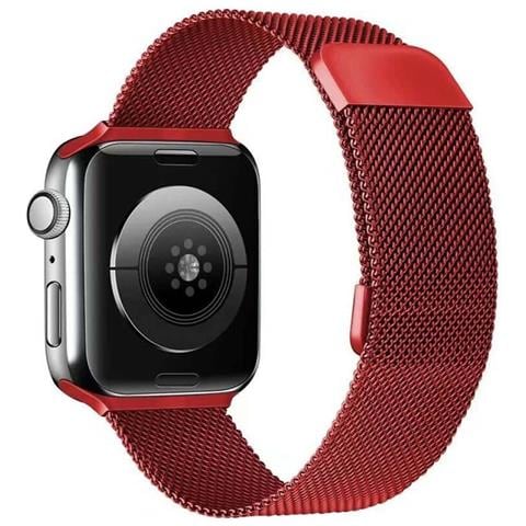Cinturino Per Apple Watch 38/40/41mm Acciaio Inox Stile Milanese, Rosso - Foto 2