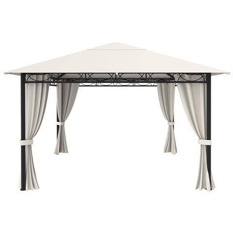 Gazebo 3x3 Metri Robusto Impermeabile Struttura In Ferro Telo Chiusura Zip Beige - Foto 4