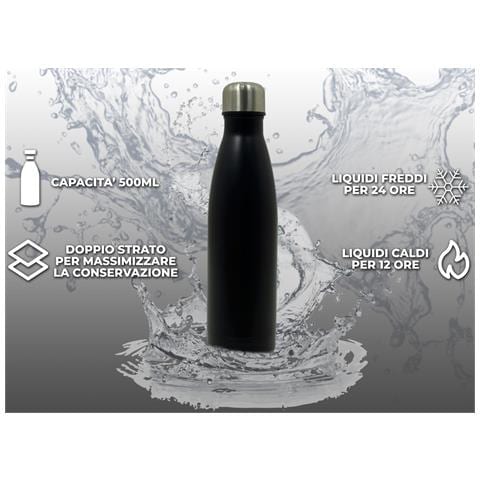 Borraccia Termica Travel Tinta Unita 500ml Bottiglia Acqua Thermos Bevande Borraccia Nero - Foto 2