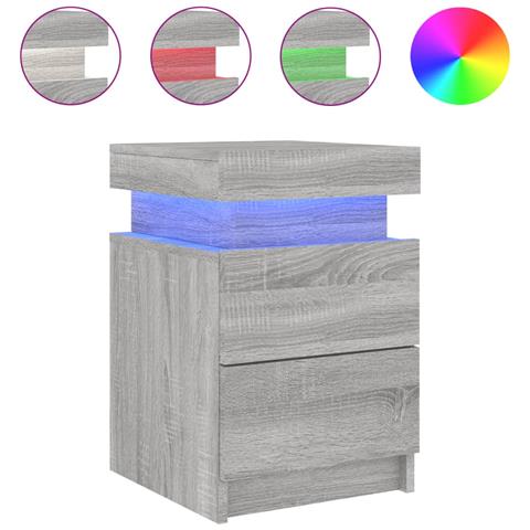 Comodino Con Luci Led Grigio Sonoma 35x39x55 Cm - Foto 2