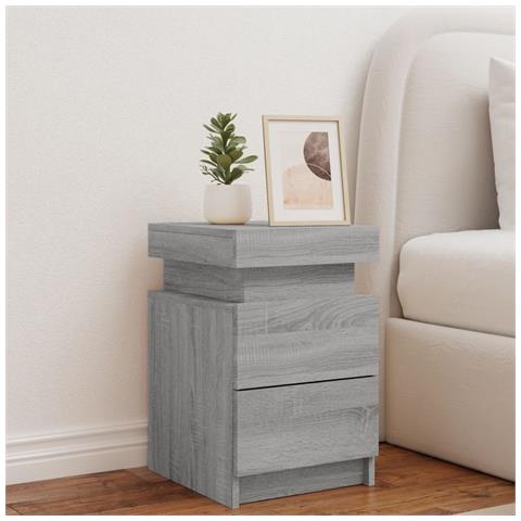Comodino Con Luci Led Grigio Sonoma 35x39x55 Cm - Foto 3