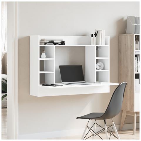 Scrivania A Parete Bianca 105x48x75 Cm In Legno Multistrato - Foto 3