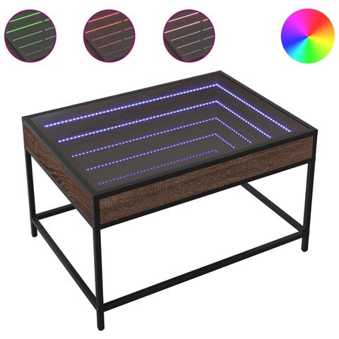 Tavolino Da Salotto Con Led Infinity Rovere Marrone 70x50x41 Cm - Foto 1