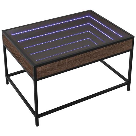 Tavolino Da Salotto Con Led Infinity Rovere Marrone 70x50x41 Cm - Foto 2