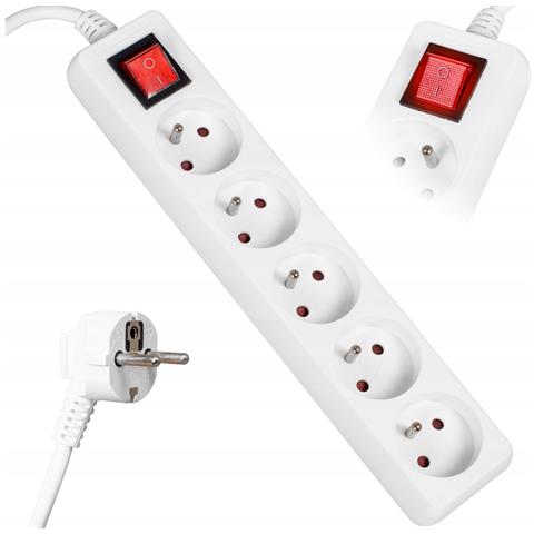 Cavo Di Prolunga 1,5mb 5gn+0+interruttore 3x1,0mm 10a Ip20 (lb0085-1,5) Va0309-1,5 - Foto 1