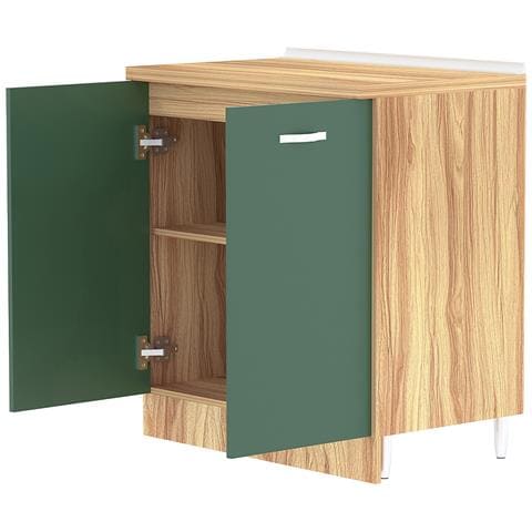 Mobile Base Per Cucina Componibile In Legno Colore Verde Con 2 Ante 2 Scomparti - Foto 5