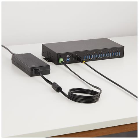 Hub USB Industriale 5Gbps a 16 porte con adattatore di alimentazione, enclosure in metallo, montabile, protezione ESD, alimentazione a morsettiera, ricarica USB, Switch per duplice host - Foto 10