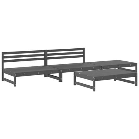 Set Salotto Da Giardino 4 Pz Grigio In Legno Massello Di Pino - Foto 2