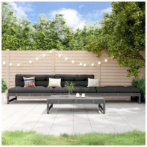 Set Salotto Da Giardino 4 Pz Grigio In Legno Massello Di Pino - Foto 1