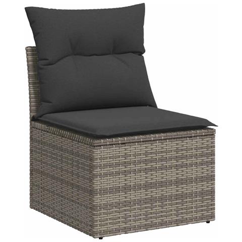 Set Divani Da Giardino 11 Pz Con Cuscini In Polyrattan Grigio - Foto 3