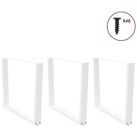 Gambe Per Tavolo Pranzo A V 3 Pz Bianco 100x(72-73,3)cm Acciaio - Foto 3