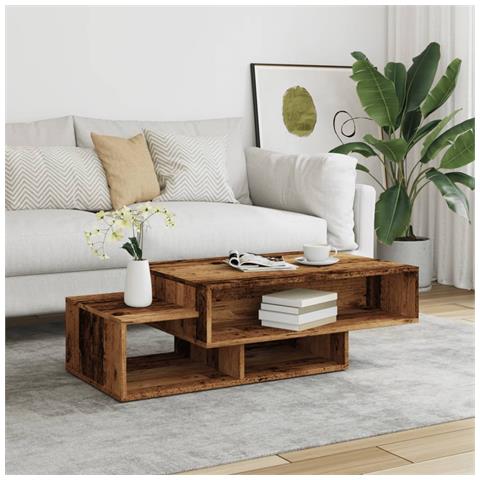 Tavolino Da Salotto Legno Antico 105x55x32cm In Truciolato - Foto 3