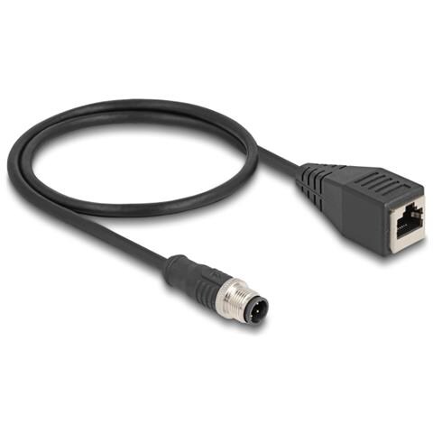 Cavo M12 codificato D a 4 pin maschio per RJ45 femmina PVC 0,5 m - Foto 1
